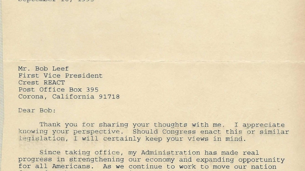 0111-1995-09-18-Response-from-President-Bill-Clinton-to-Bob-Leef-of-Crest-REACT-1